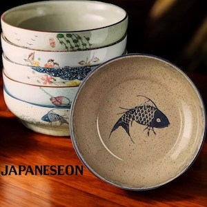 Japanese Ceramic 9&quot; Ramen Bowls Koi Fish Pasta Bowl Rice Bowl Soup Bowls Pho Bowl Noodle Bowl Cereal Bowl Salad Bowl Chinese Bowl Asian Bowl