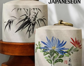 手作りの青い陶器のキャニスター：インドの花柄アートの瓶 - Etsy 日本