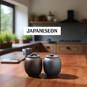 Oriental Pottery Ceramic Tea Canisters with Lid I Rustic Kiln-Transformed Stoneware Jars for Loose Leaf Tea I Coffee I Herbs | Japandi Decor