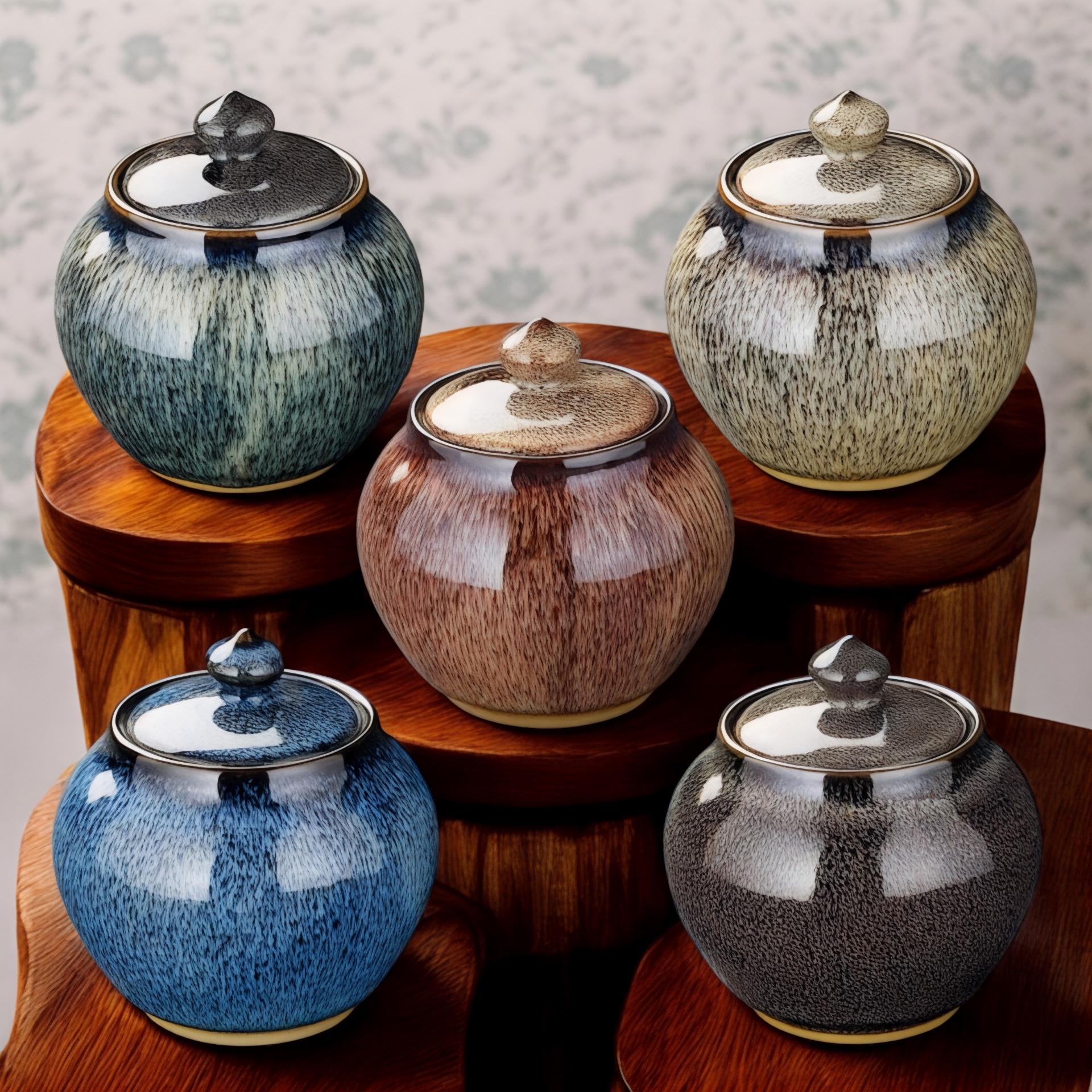 Handcrafted Japanese Ceramic Tea Caddy - Airtight Spice Jar,Kungfu Tea Canister,Salt Cellar, Elegant Kitchenware Storage Box,Spice Container