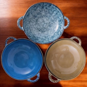 Handmade Japanese Ceramic Ramen Bowl with Handles | Large Retro Soup Bowl for Pho, Udon, Noodles | Unique Breakfast Set & Home Decor Gift
