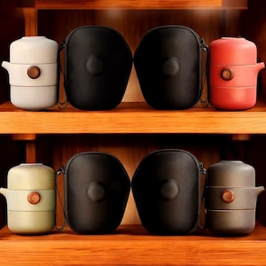 Japanese Ceramic Travel Teapot Set with Case  Gongfu Tea Set for Kungfu Tea Tea Time Tea Service Chinese Tea Set Teapot Tea Lovers Gift