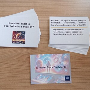 Flashcards Voyage vers les étoiles | Cartes d'apprentissage sur l'exploration spatiale pour enfants et adultes | Cartes éducatives d'astronomie