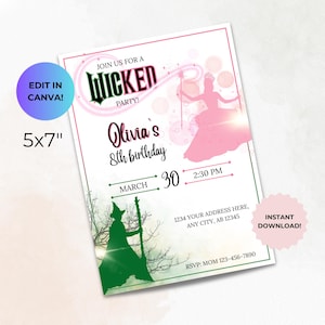 Uitnodiging voor feest thema feest, digitale download, Canva-sjabloon verjaardagsfeestje uitnodigen, 5 x 7, bewerkbare Instant Download