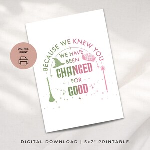Tarjeta de agradecimiento de cumpleaños con cita inspiradora, descarga digital, imprimible de 5x7, "Porque te conocimos, cambiamos para siempre", PDF JPG