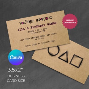 Squid Games Recruit Card Uitnodiging feest 2, DIGITALE download, Canva-sjabloon verjaardagsuitnodiging, visitekaartje, bewerkbare Instant Download