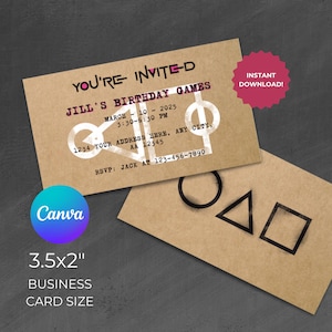 Convite para festa de recrutamento da Squid Games, download DIGITAL, modelo Canva, convite de aniversário, cartão de visita, 3,5x2, download instantâneo editável