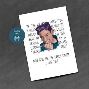 Tarjeta de cumpleaños de San Valentín de Thanos Squid Games, descarga DIGITAL, tarjeta imprimible, tarjeta imprimible A7 de 5 x 7, Rap I Like You, luz verde roja