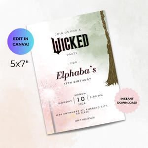 Uitnodiging voor feest thema feest, digitale download, Canva-sjabloon verjaardagsfeestje uitnodigen, 5 x 7, bewerkbare Instant Download