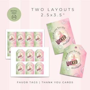 Tags Wicked Bubble feestbedankjes, bedankkaarten, digitale download, afdrukbaar voor klas, gunsten, Kids Teens Tweens, goodiebags