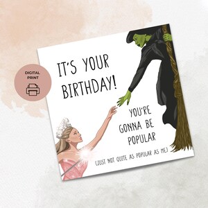 Wicked verjaardagskaart, digitale download, afdrukbare Wicked Card voor verjaardag, afdrukbare kaart 5 x 5, populair, gemeen en grappig