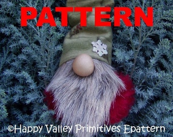 Santa Gnome PATTERN Instant Digital Download PDF Tutorial epattern by Happy Valley Primitives