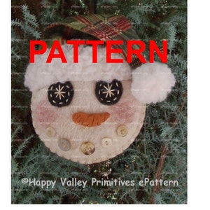 Primitive Snowman PATTERN  PDF Ornament Tutorial Instant Digital Download I.C. Flakes by Happy Valley Primitives