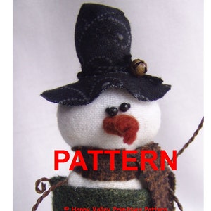 Snowman PATTERN Ornament primitive epattern Instant Download PDF Smitten Tutorial by Happy Valley Primitives image 1