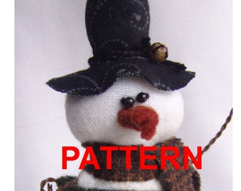 Snowman PATTERN Ornament primitive epattern Instant Download PDF Smitten Tutorial by Happy Valley Primitives