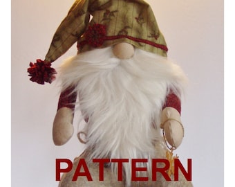 Pattern Santa Gnome Tree Topper Tutorial Instant Digital Download PDF epattern by Happy Valley Primitives