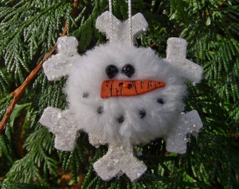 Primitive Snowflake Ornament Snowman Ornie