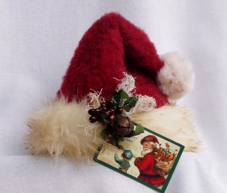 Primitive Santa Hat Ornament Ornie or Small Tree Topper by Etsy