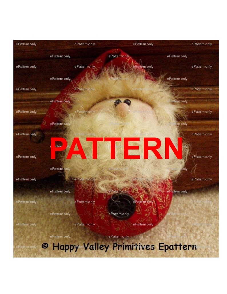 Santa PATTERN Tutorial Instant Digital Download PDF Roly Poly epattern by Happy Valley Primitives image 1