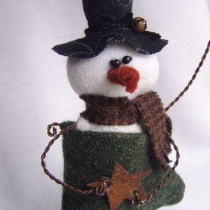 Snowman PATTERN Ornament primitive epattern Instant Download PDF Smitten Tutorial by Happy Valley Primitives image 4