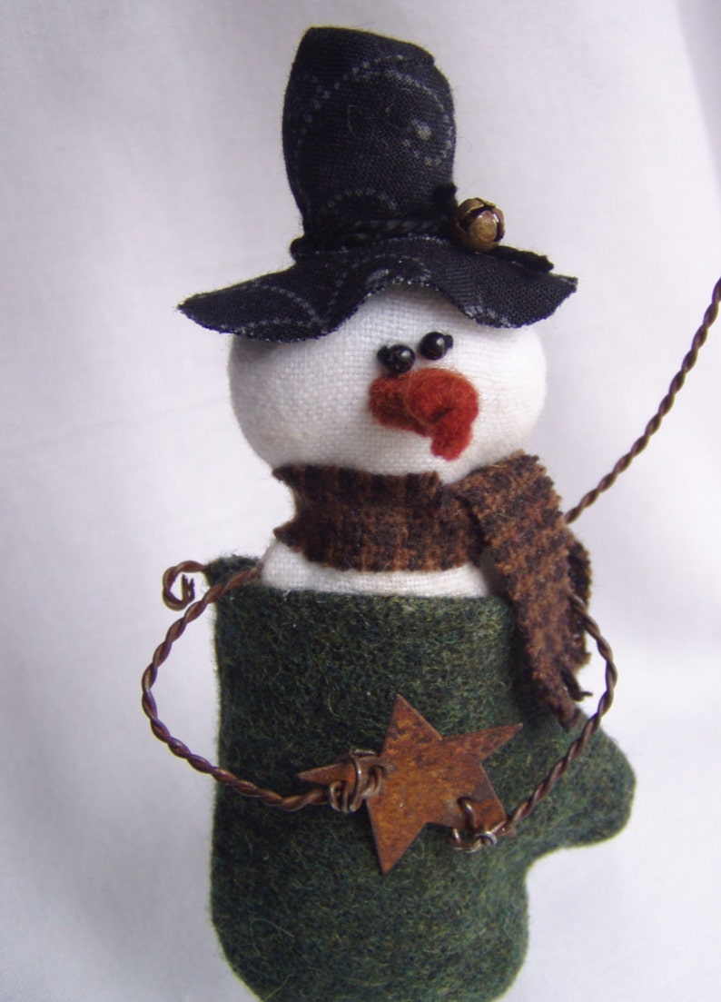 Snowman PATTERN Ornament primitive epattern Instant Download PDF Smitten Tutorial by Happy Valley Primitives image 4