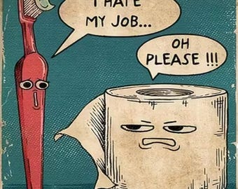 Grappige afdrukbare kunst badkamer, retro toilethumor muurdecoratie, eigenzinnige digitale print tandenborstel en toiletpapier
