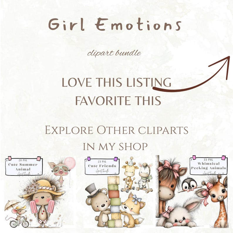 Girl Emotions Clipart Bundle: Kids Feelings Illustration Pack ...