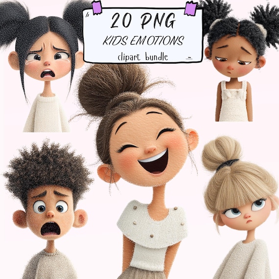 Kids Emotions Clipart – SEL Printables, Classroom Resources (PNG)