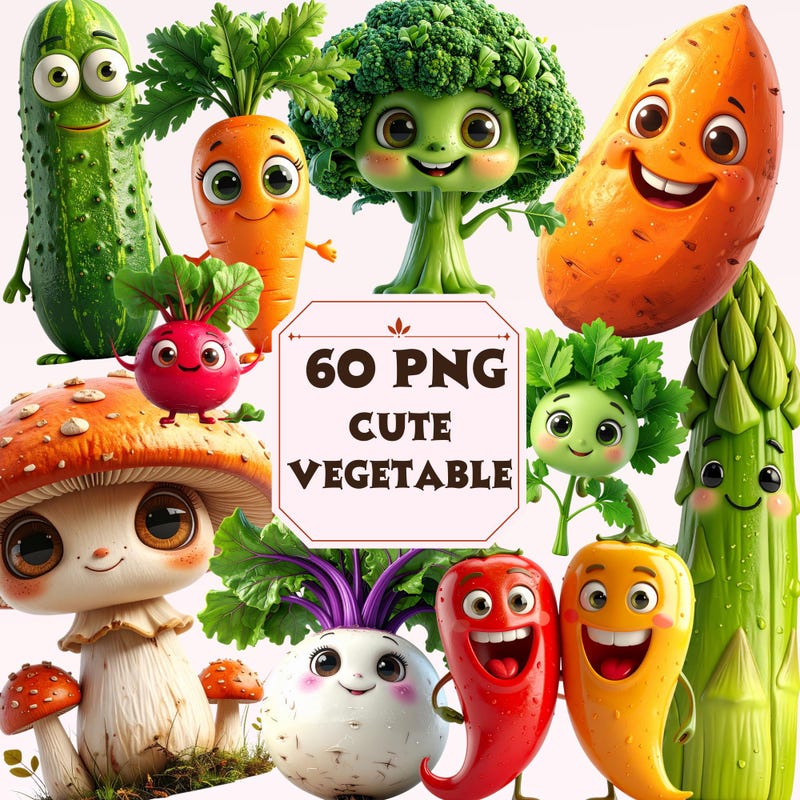 Vegetable Cartoon Stickers - Etsy