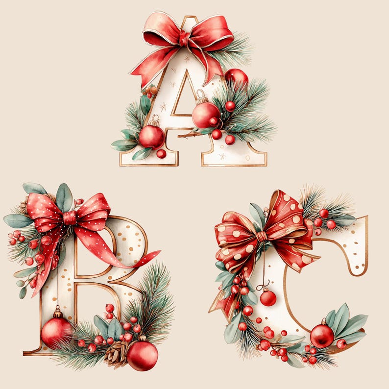 Letras navideñas (imágenes prediseñadas): Alfabeto elegante PNG ...