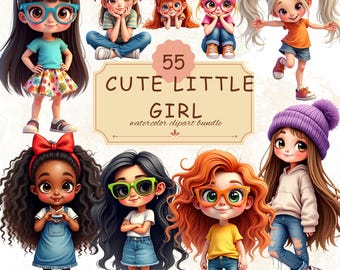 Little Girl Clipart : Quirky Girl PNG for Stickers and Scrapbooking, Sublimation Design