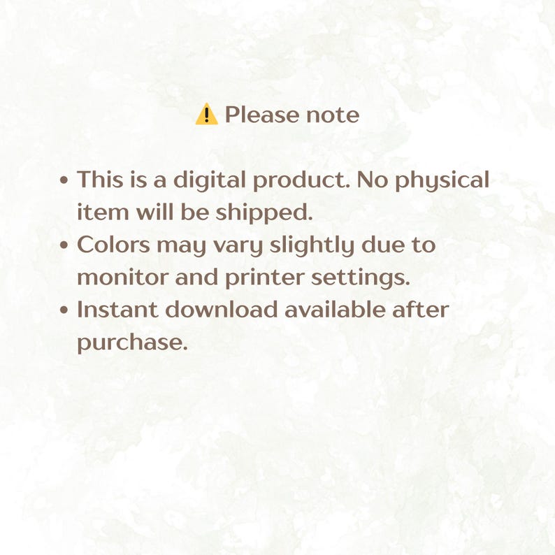 Puede incluir: Aviso de producto digital con el texto "Tenga en cuenta" y vi&ntilde;etas. Los puntos indican que es un producto digital, no se enviar&aacute; ning&uacute;n art&iacute;culo f&iacute;sico, los colores pueden variar y la descarga instant&aacute;nea est&aacute; disponible despu&eacute;s de la compra.