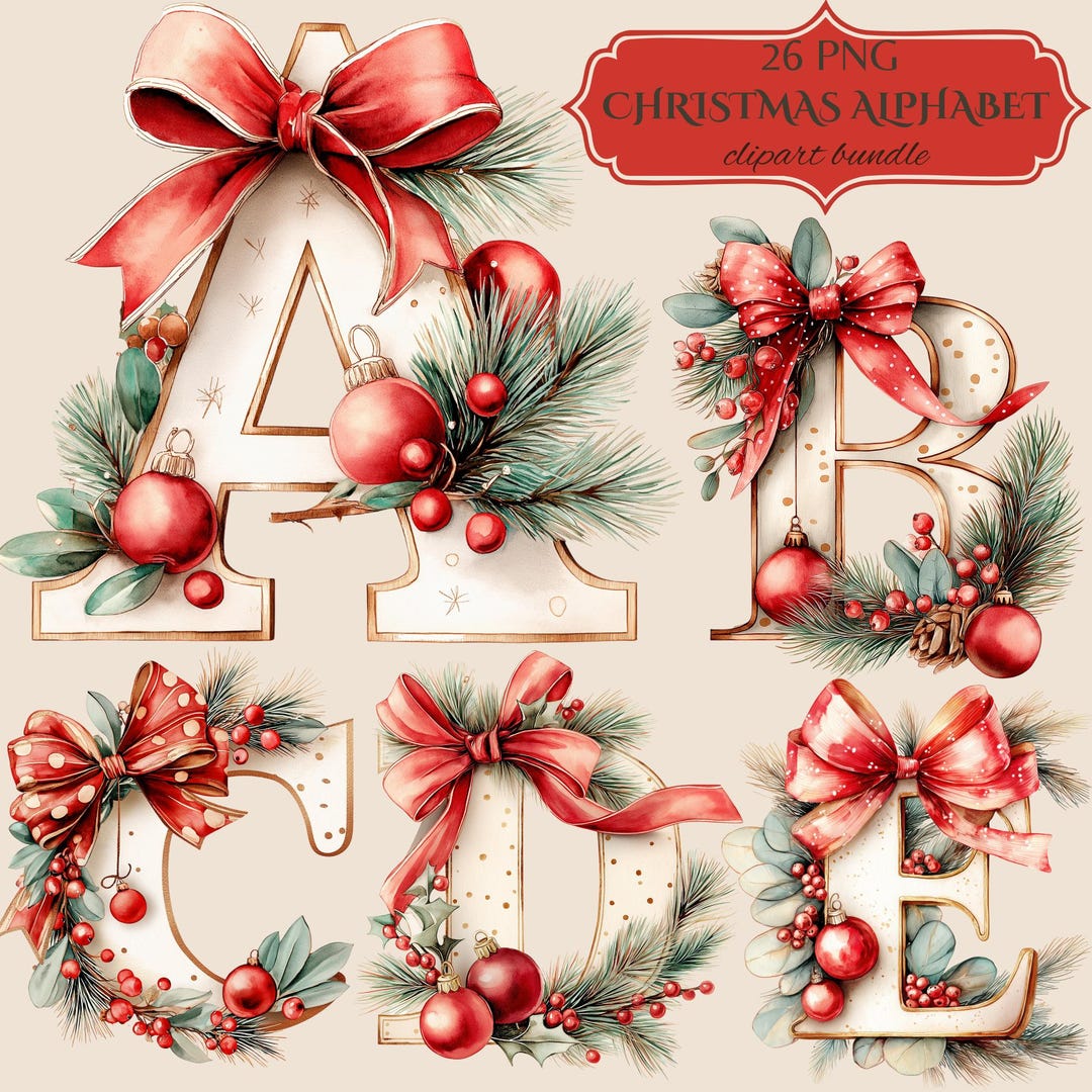 Letras navideñas (imágenes prediseñadas): Alfabeto elegante PNG ...