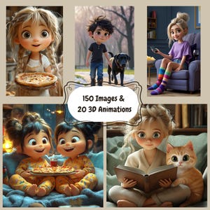 AI Reels Bundle  – 150 Cute Digital Images + 20 Animated Clips – Perfect for TikTok, Instagram & Reels Creators