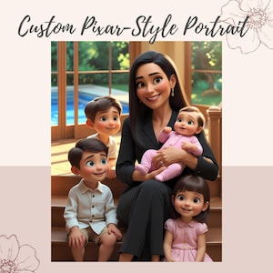 Pixar Style Portrait vom Foto - Personalisierte Cartoon Zeichnung - Digitales Geschenk für Geburtstag Paar, Familie, Tierliebhaber