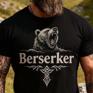 Berserker T-Shirt mit brüllendem Bären und nordischem Design.