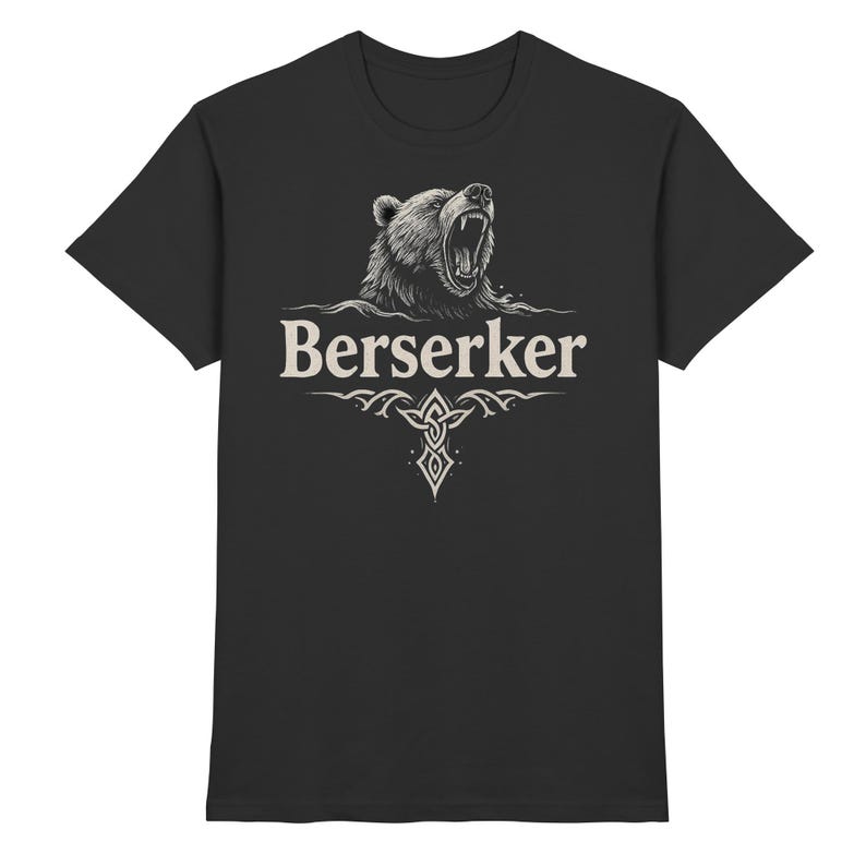 Berserker Bear T-Shirt | Viking Warrior Shirt | Norse Mythology Tee | Nordic Pagan Apparel | Odin Gift for Men & Women Black