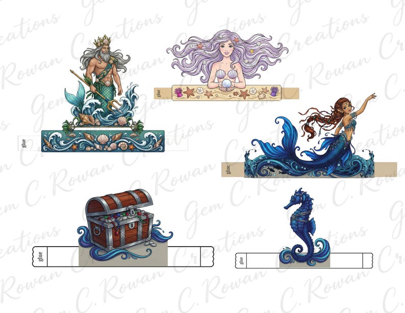 Mermaid Paper Doll Colored Set, Printable Under the Sea Craft Kit ...
