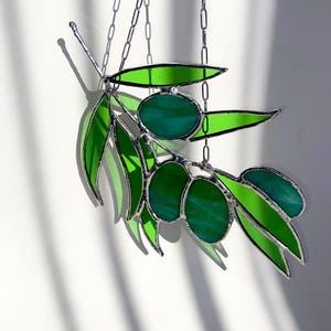 Stained Glass Olive Leaf Suncatcher