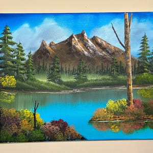 Blue Sky River Spring Landscape 16x20 Canvas Oil Painting