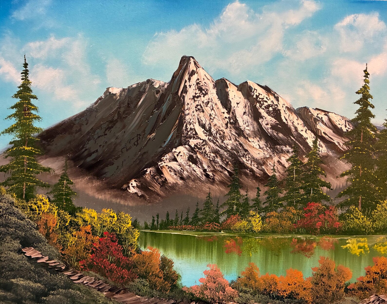 Bob Ross Style Oil Painting: High Spring Cliffs, 16x20 Canvas - Etsy