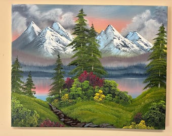 ボブ・ロス®にインスパイアされた山の風景 - Etsy 日本