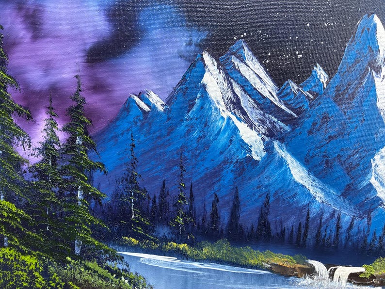 Wet On Wet Mountain Oil Painting Night Mountain Glow 16x20 Canvas Wall Wet On Wet Mountain Oil Painting Night Mountain Glow 16x20 Canvas Wall