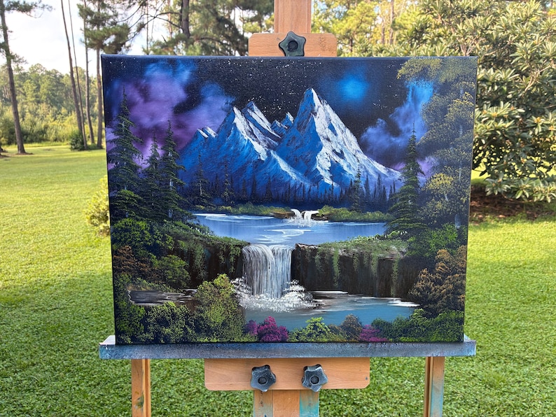 Wet On Wet Mountain Oil Painting Night Mountain Glow 16x20 Canvas Wall wet-on-wet-mountain-oil-painting-night-mountain-glow-16x20-canvas-wall