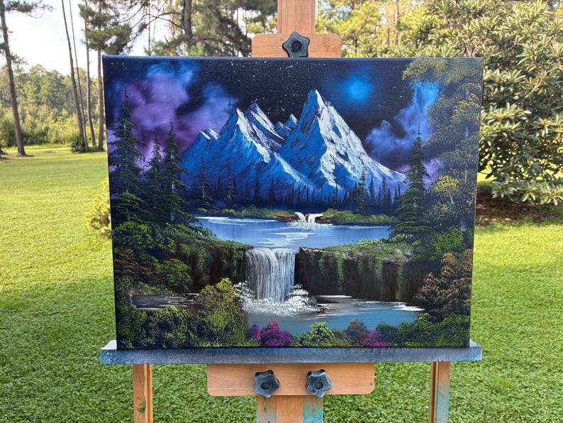 Wet On Wet Mountain Oil Painting Night Mountain Glow 16x20 Canvas Wall Wet On Wet Mountain Oil Painting Night Mountain Glow 16x20 Canvas Wall