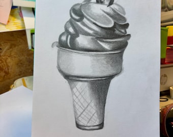Ice Cream - original graphite drawing