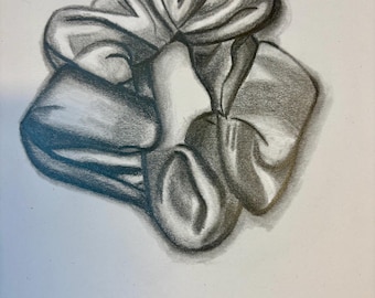 Dibujo original de coletero, arte minimalista inspirado en la moda, obra de arte monocromática a lápiz, decoración de pared neutra contemporánea