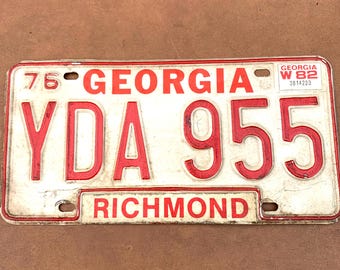 Vintage 1976 Georgia License Plate: Richmond County Automobilia