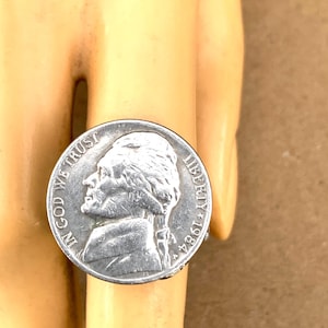 Vintage Jefferson 1984  nickel and spoon ring handmade artisan jewelry silver plate  silverware  jewelry up-cycled statement ring
