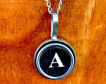 Letters A to Z Vintage Typewriter Key Necklace: Handmade Personalized Initial Charm